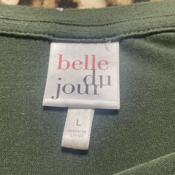 Green stripe shirt with arrows, size large from BELLE DU JOUR - Picture 2 of 3